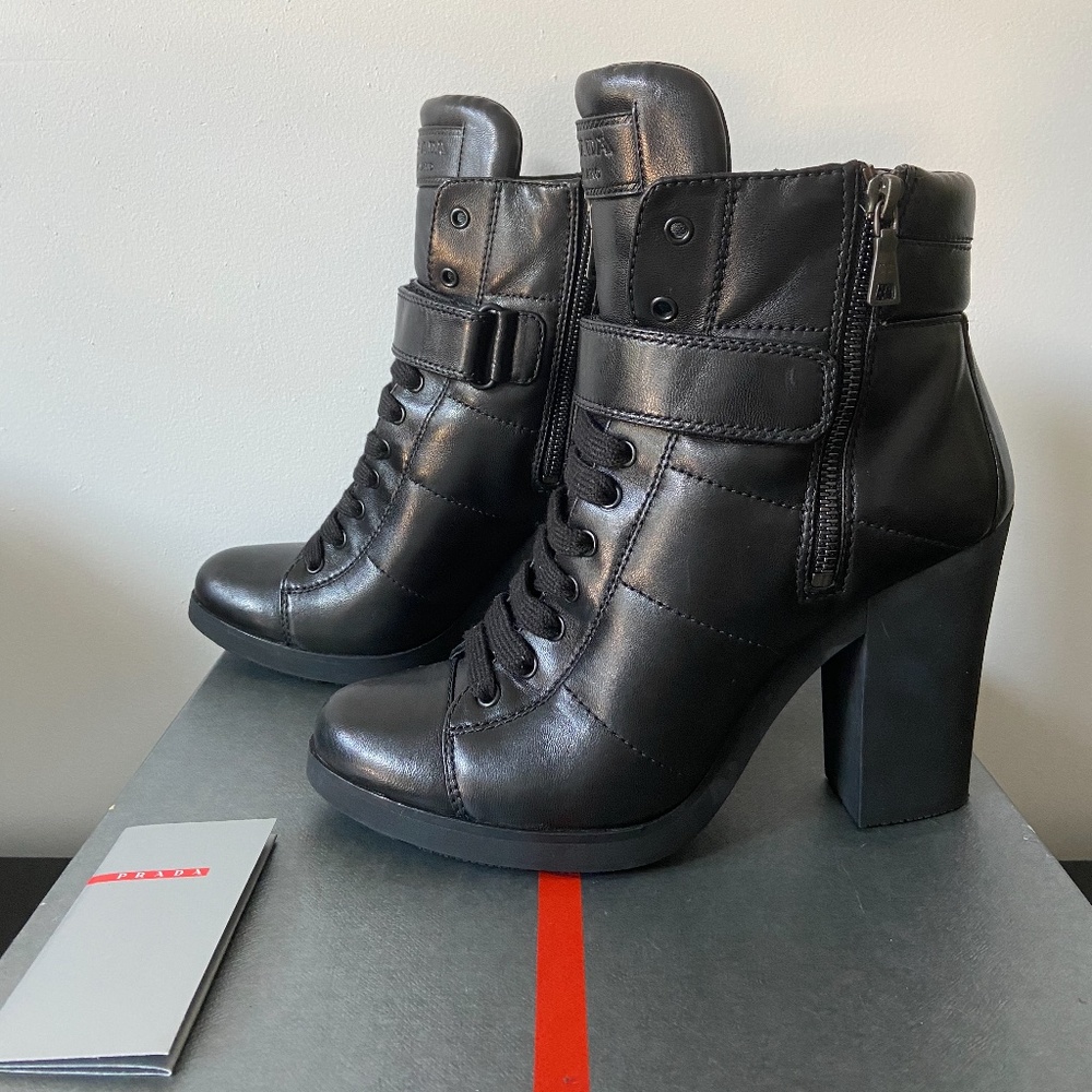Prada Nappa Nero Leather Booties Size 40 - fits US 9